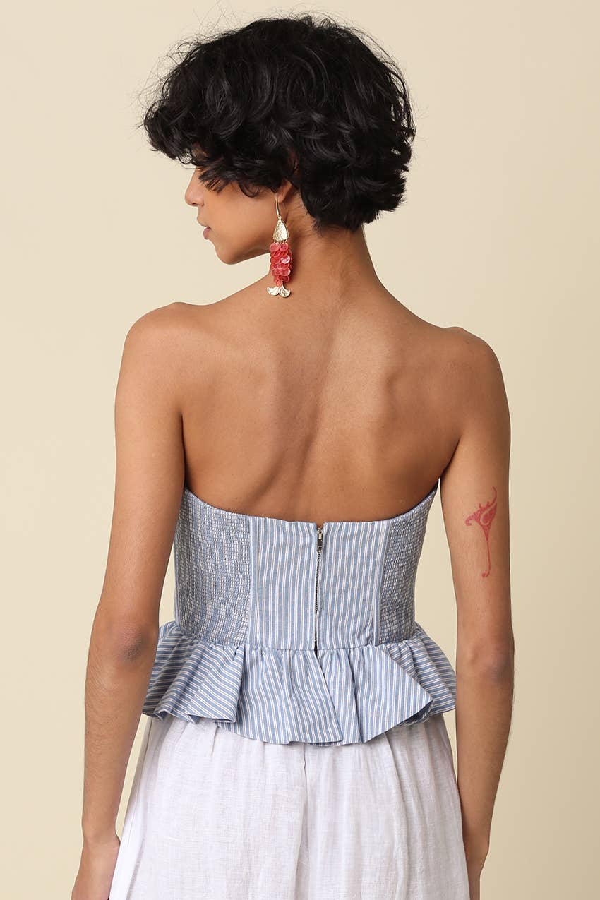 Melly Striped Peplum Tube Top