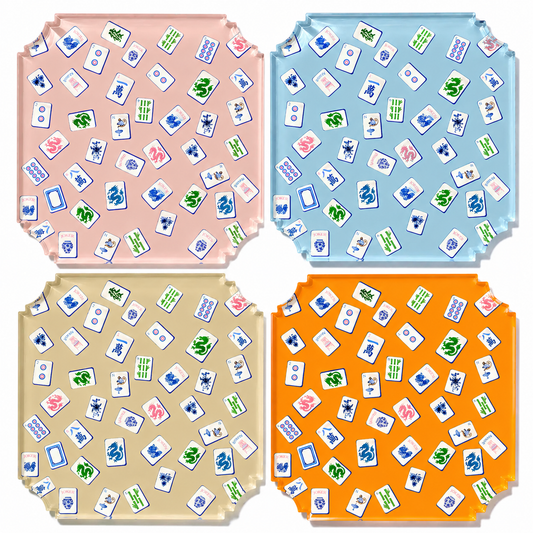 Boxed Coaster Set, Preppy Mahjong