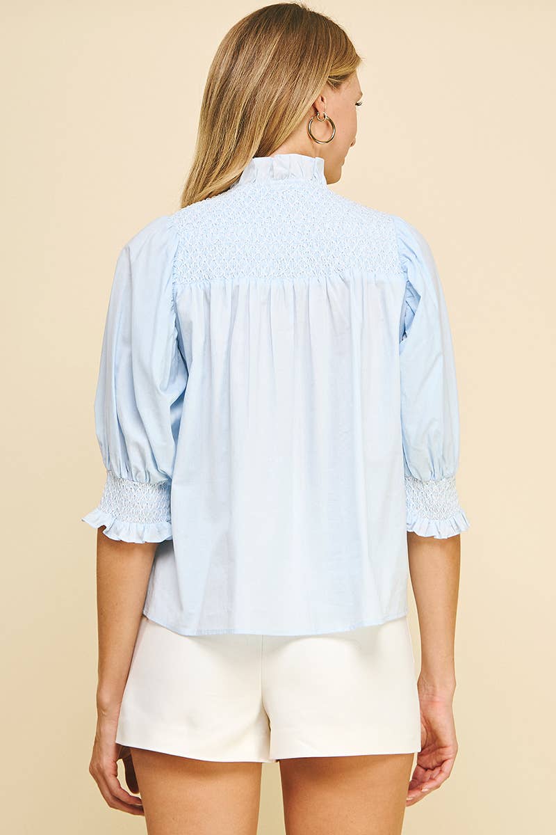 Smock Detail Puff Sleeve Top