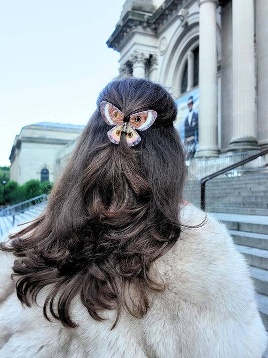 Hand-painted Emperor Silk Moth Claw Hair Clip