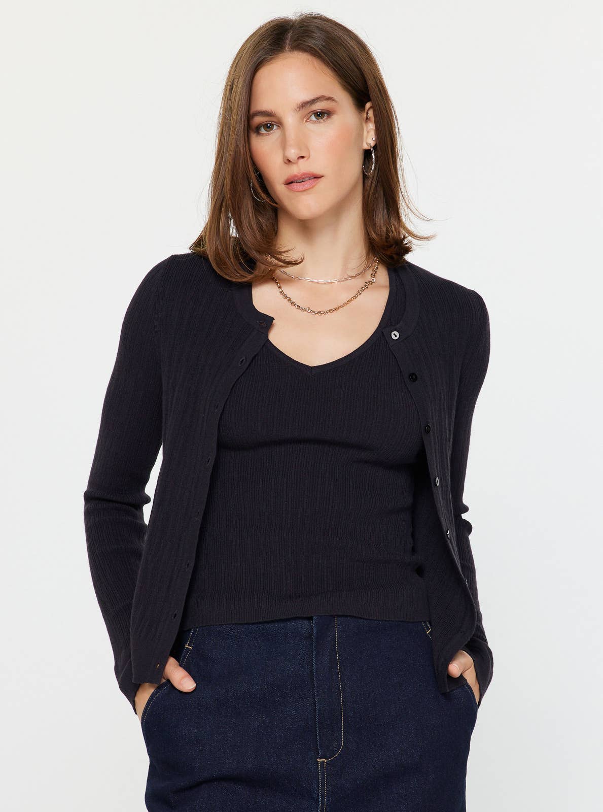 Ribbed Tank And Cardigan Set