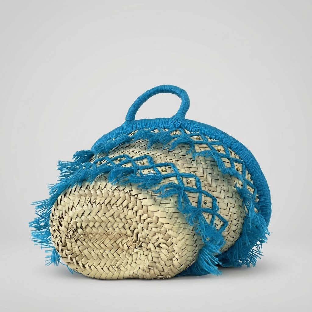 Handwoven Straw Tassel Tote