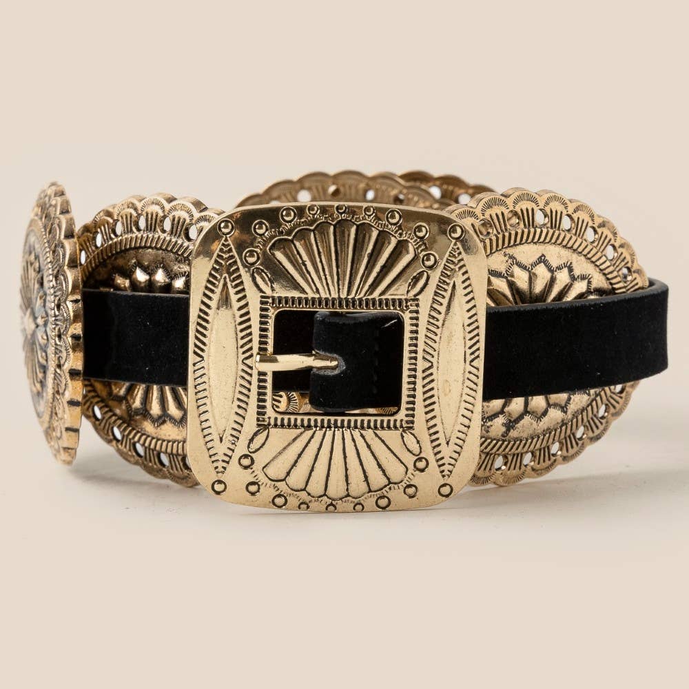 Western Concho Disc Decor Buckle Belt