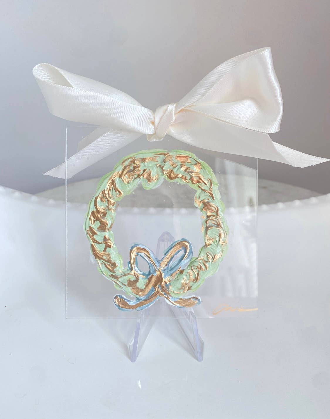 Hand Painted Wreath Acrylic Ornament