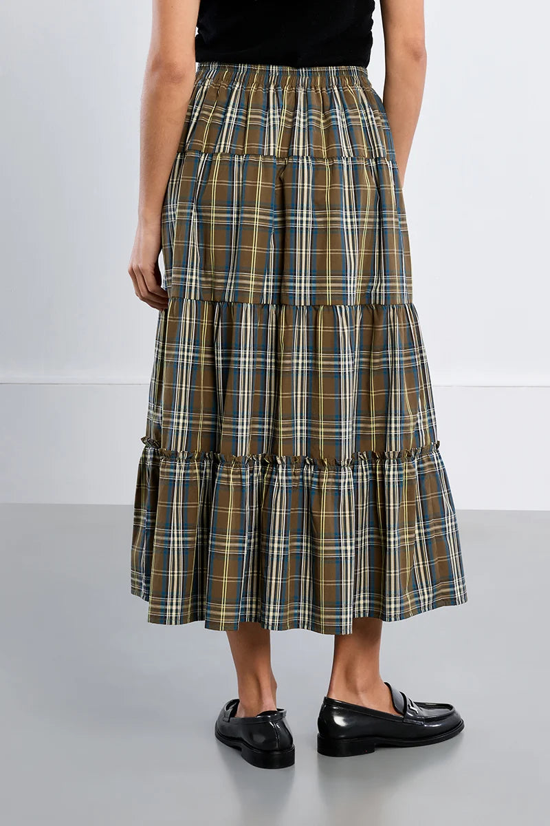 Woven Checked Maxi Skirt