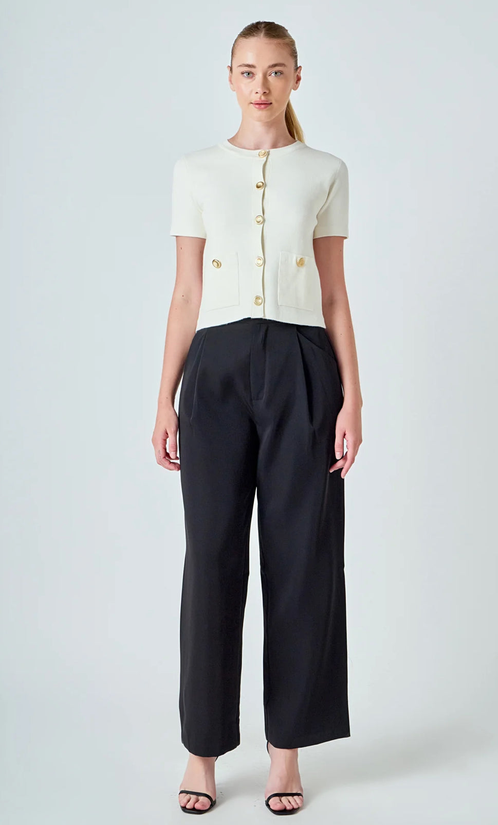 Cream Short Sleeve Cardigan