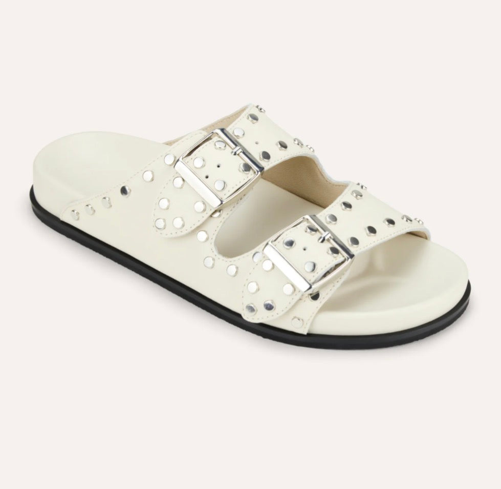Maya Stud Sandal in Cream Leather
