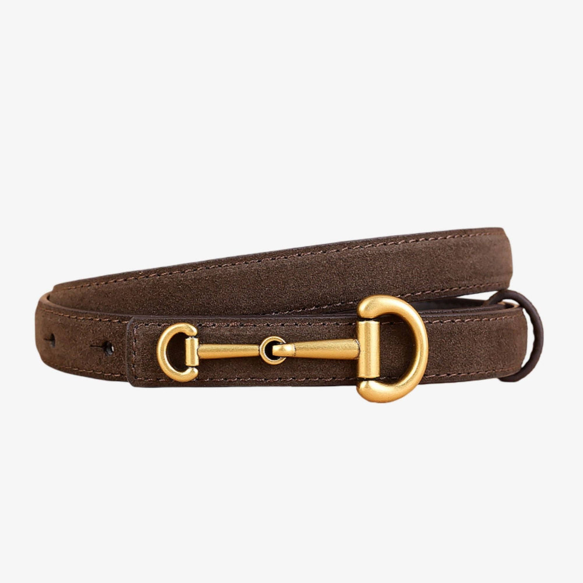 Suede Leather Skinny Belt with Horsebit
