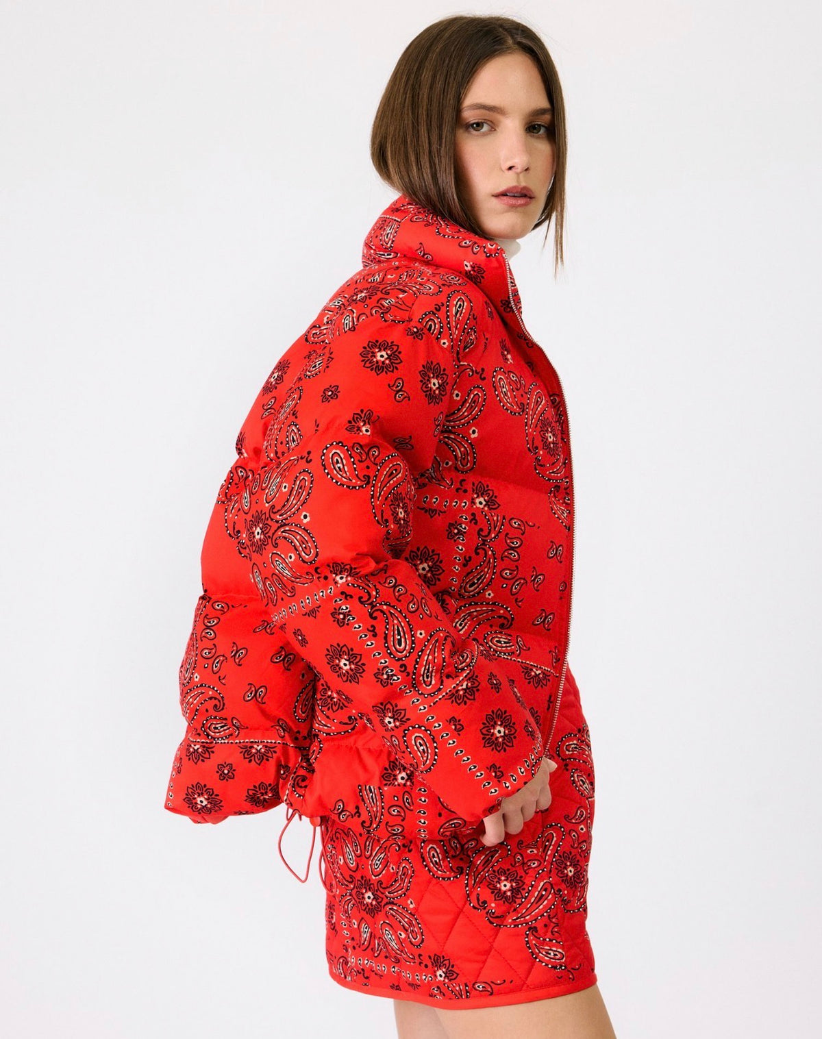 Bandana Print Puffer Jacket