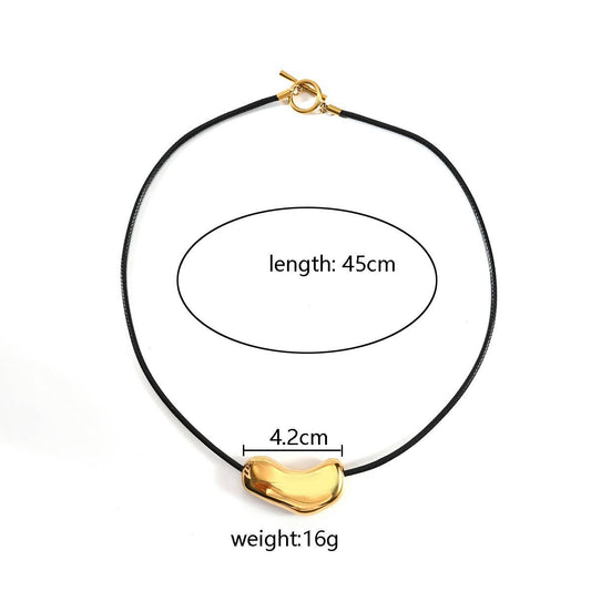 18K Steel Leather Cord Necklace