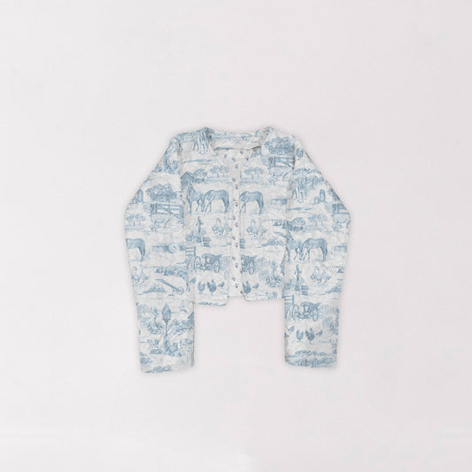 Aledo Toile Blue Cropped Jacket