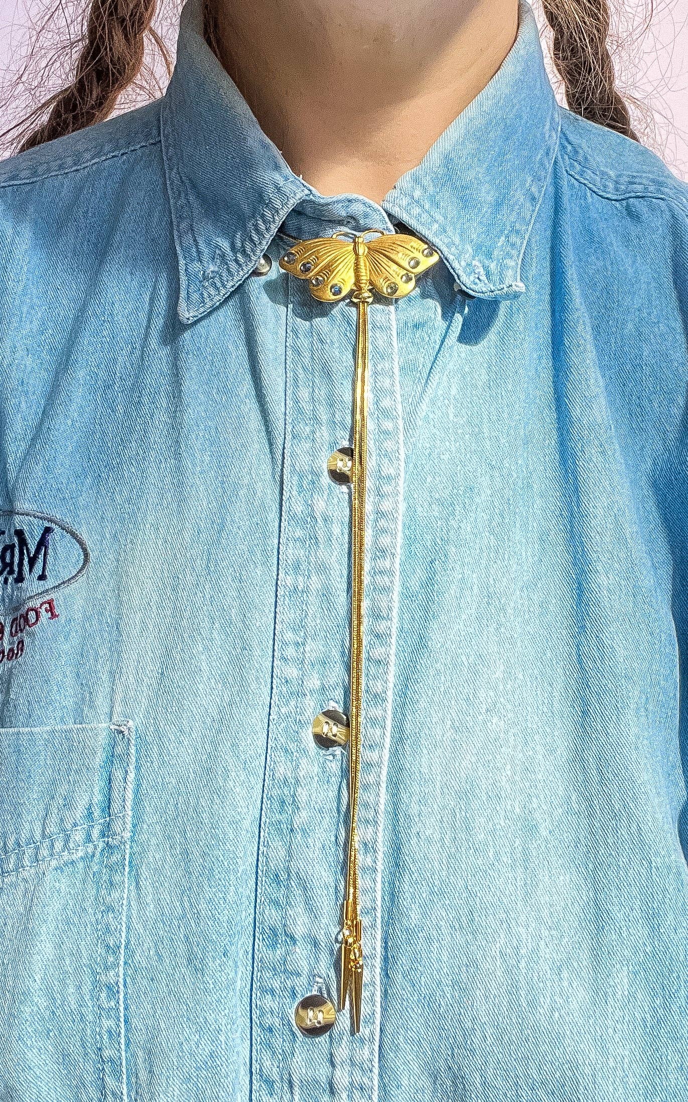 Butterfly Vintage Style Gold Bolo Tie