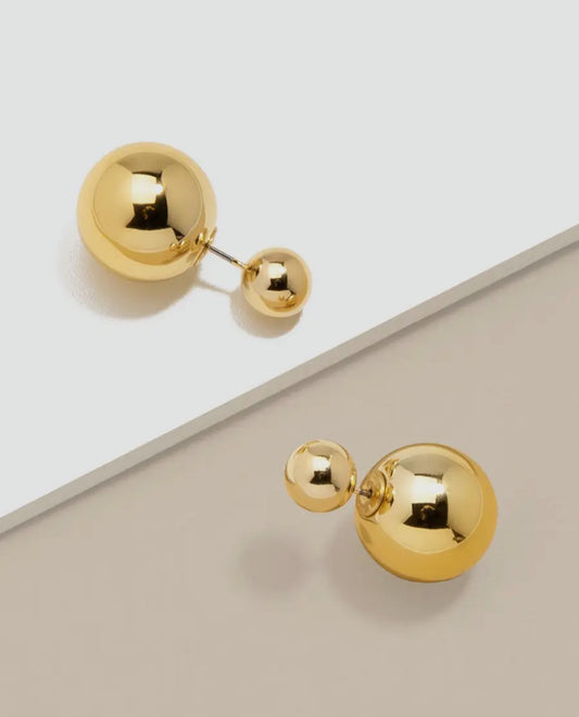 Double Gold Ball Earrings