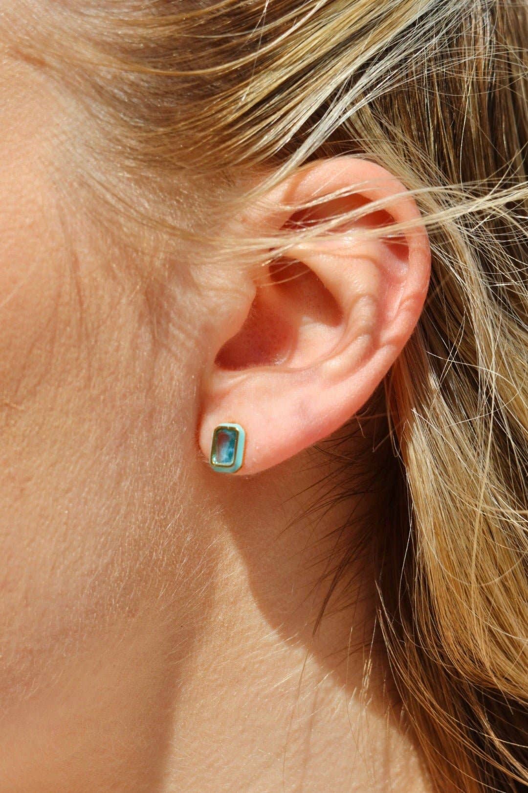 Screwback Stud Earrings - Whitney Aqua Dream