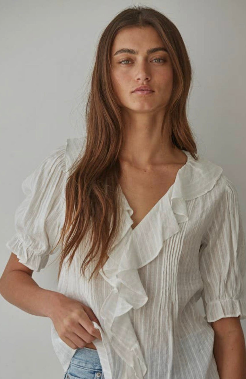 Woven Cotton Ruffle Top