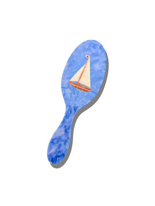 Hand-painted Sail Boat Amazing Hair Day Brush | Eco-Friendly