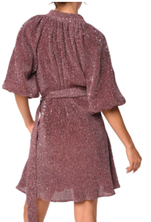 Metallic Pink Sequin Belted Dress*final sale*