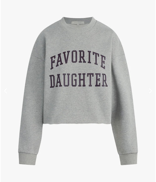 Favorite Daughter Cropped Collegiate Sweatshirt Grey