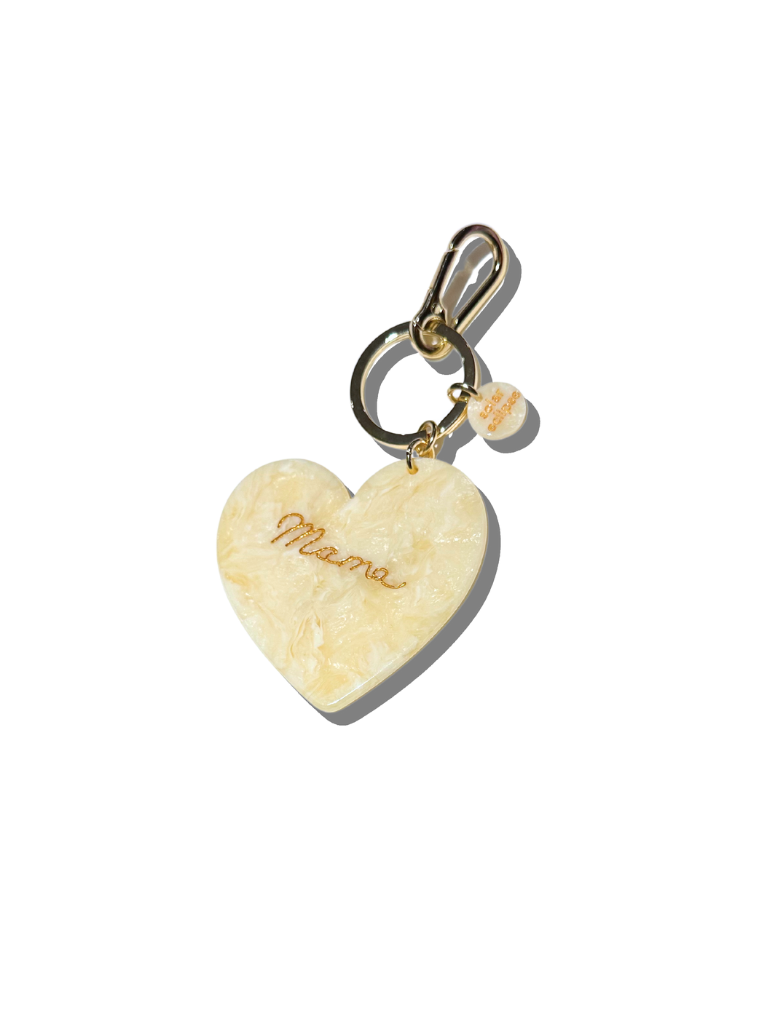 Hand-painted Mama Heart Acetate Bag Charm + Keychain