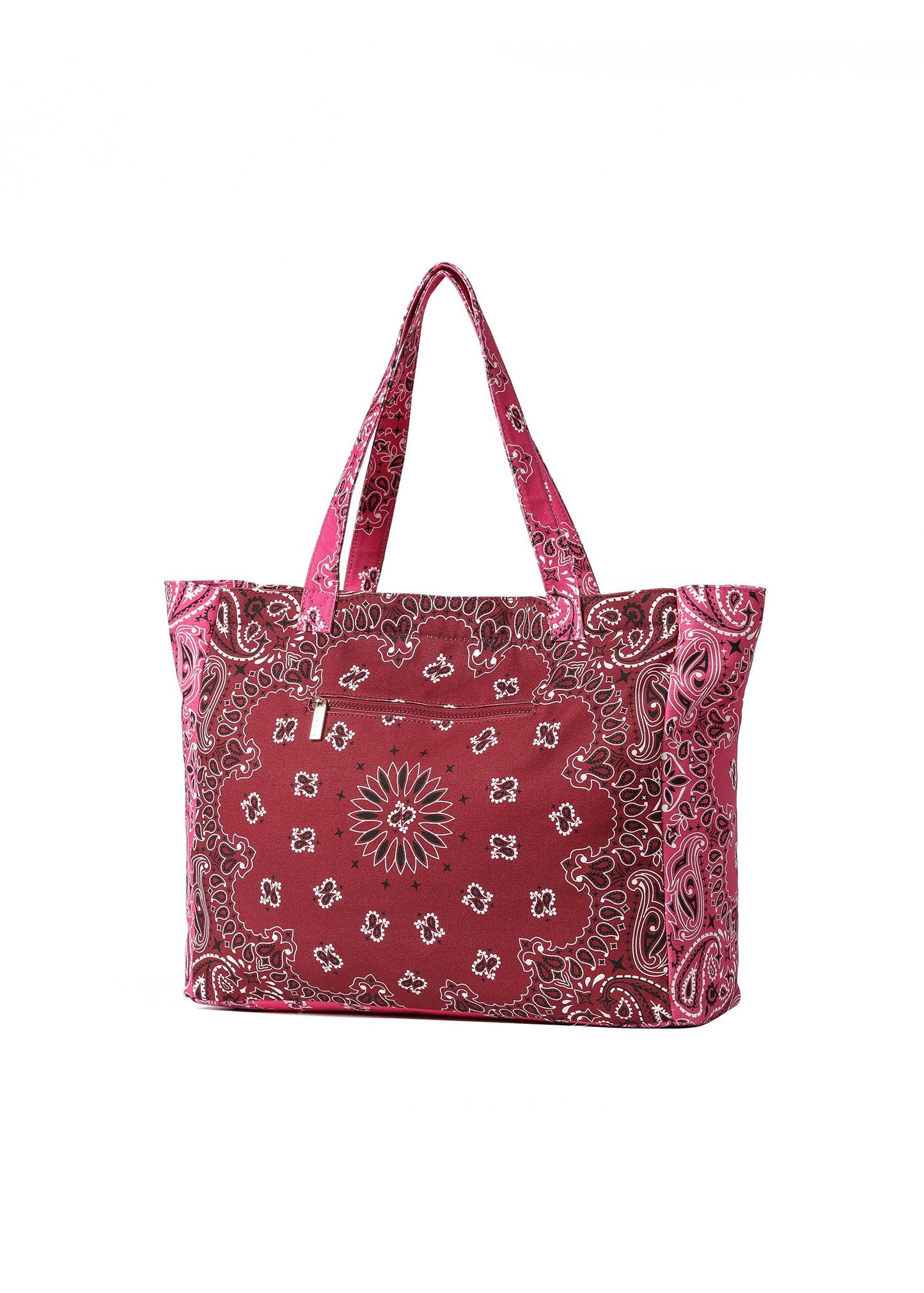 Bandana Print Canvas Tote - Bailey Burgundy/Pink