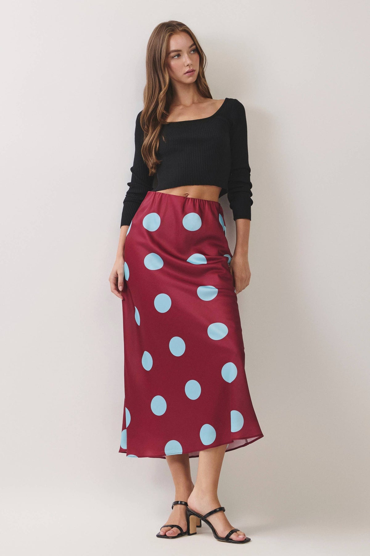 Burgundy & Blue Midi Skirt