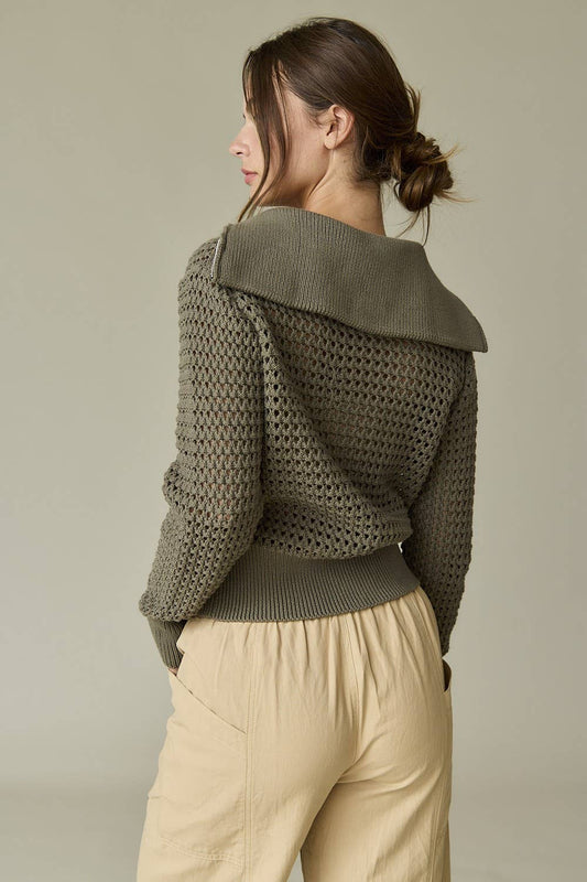 Mila Front Zip Knit Cardigan-L