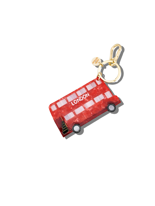 Hand-painted London Bus Bag Charm + Keychain