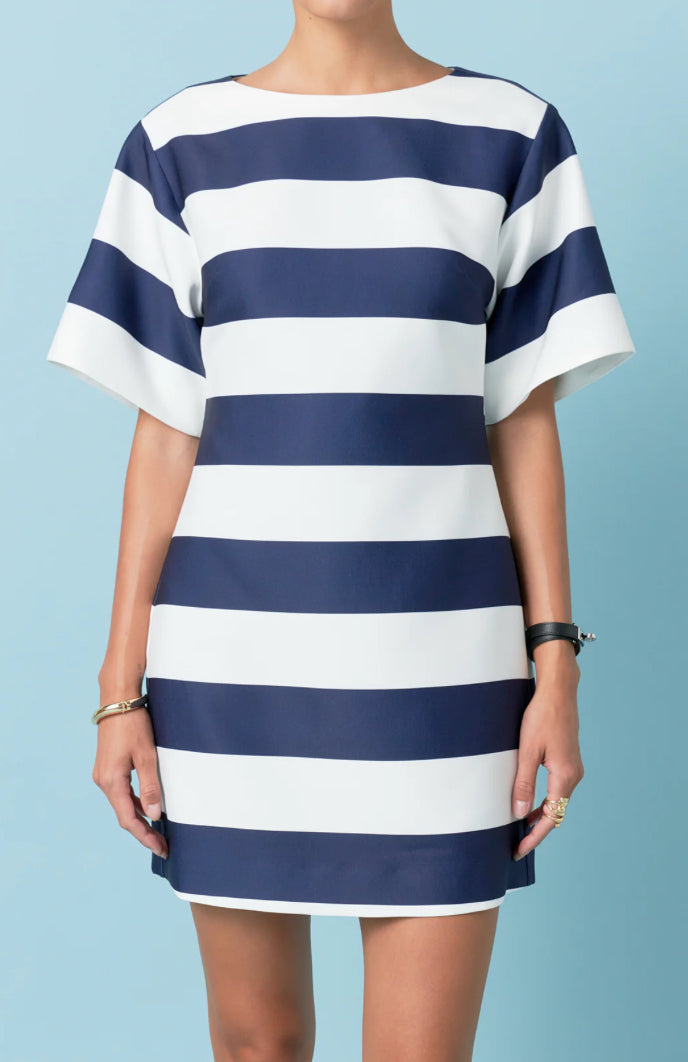 Navy Bold Stripe Dress