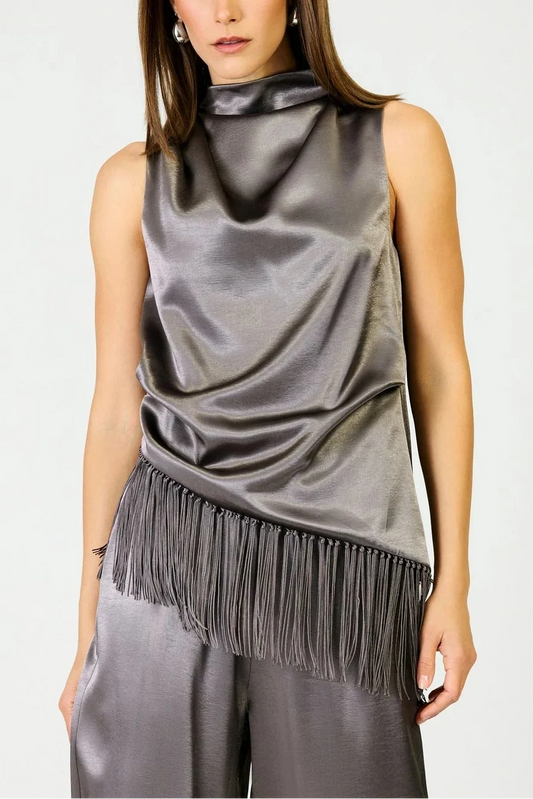 Gunmetal Anya Fringe Top
