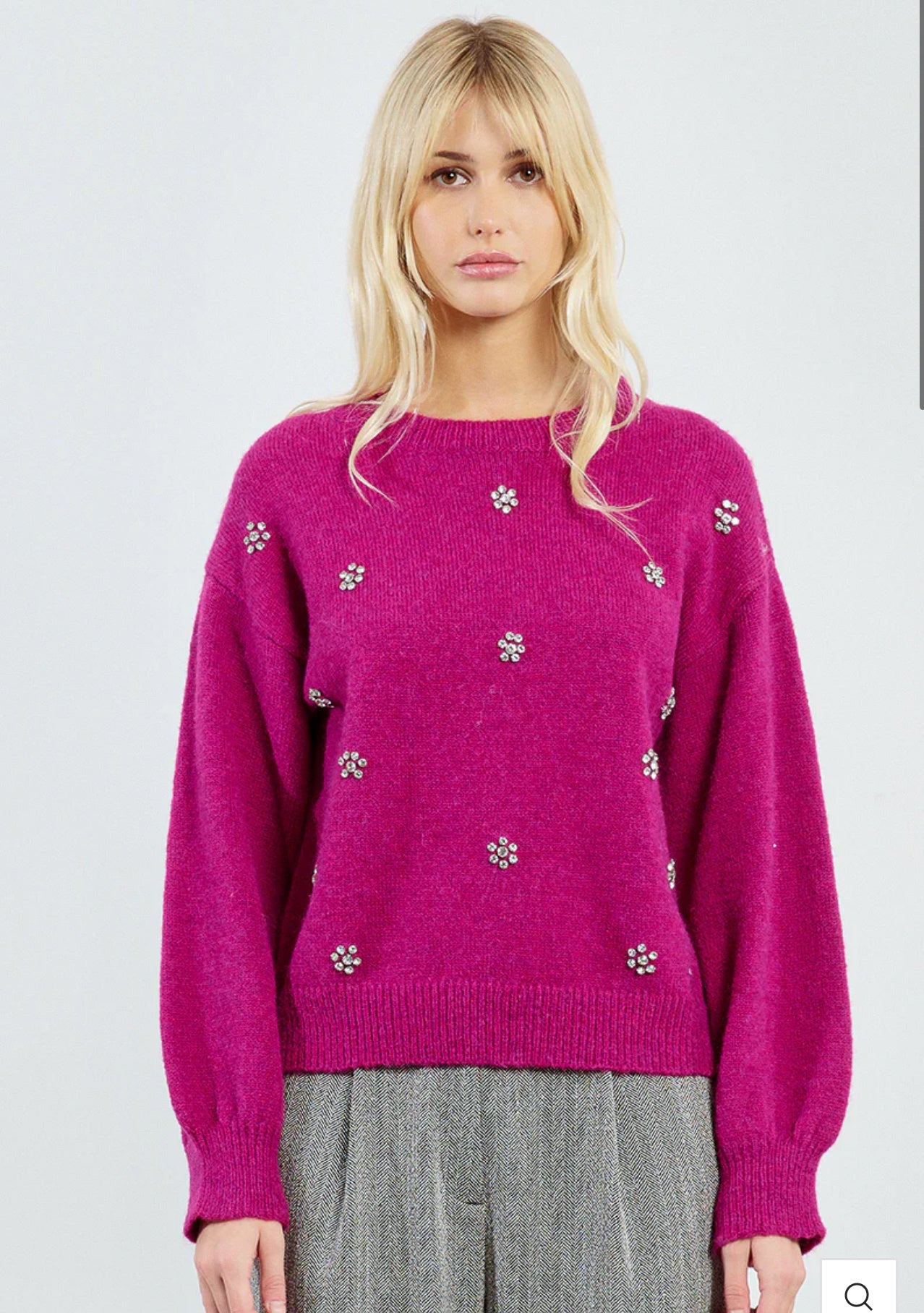 Rhinestone Sweater Top Purple