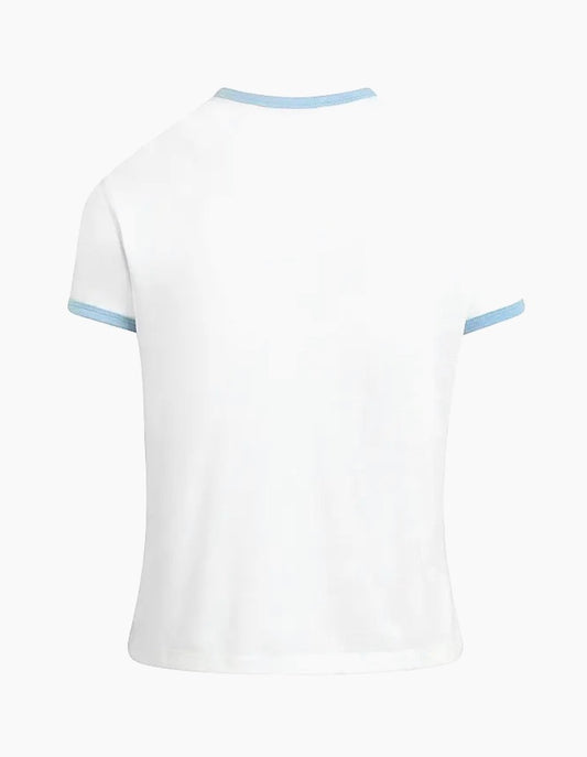 Favorite Daughter Ringer Tee White/Sea Blue