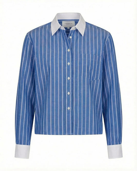 The LS Boxy Crop Blue Stripe