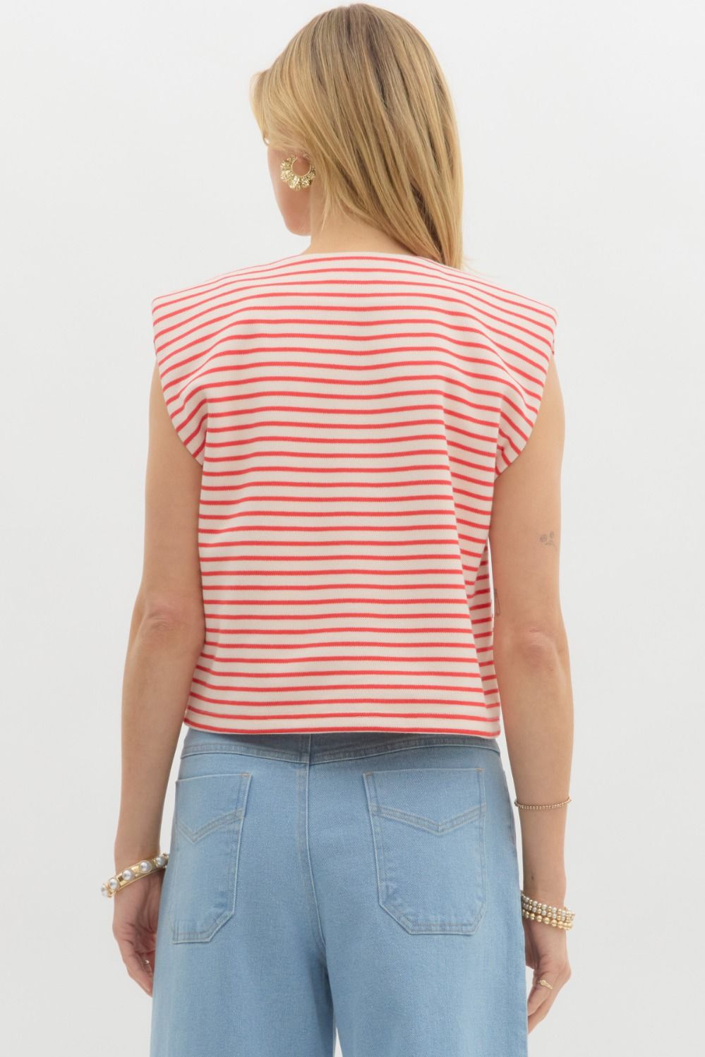 Red Stripe Sleeveless Top