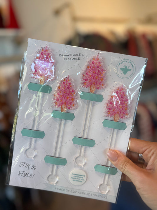 Pink Chinoiserie Tree Stir Sticks