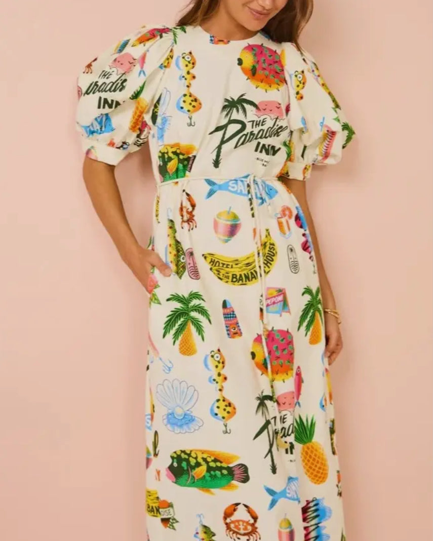 Resort Print Midi Dress