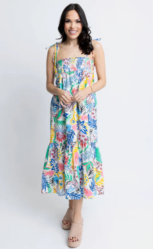 Bright Palm Print Maxi Dress