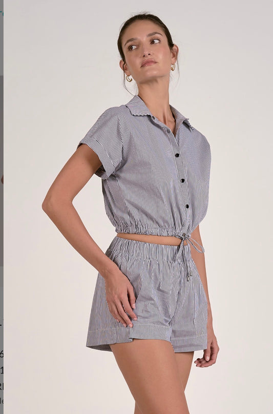 Dark Navy Stripe Shorts