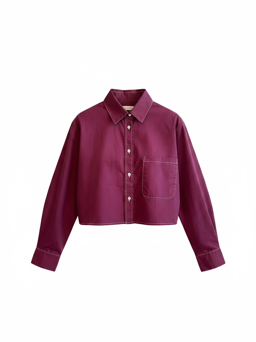 Harper Contrast Stitch Boxy Crop