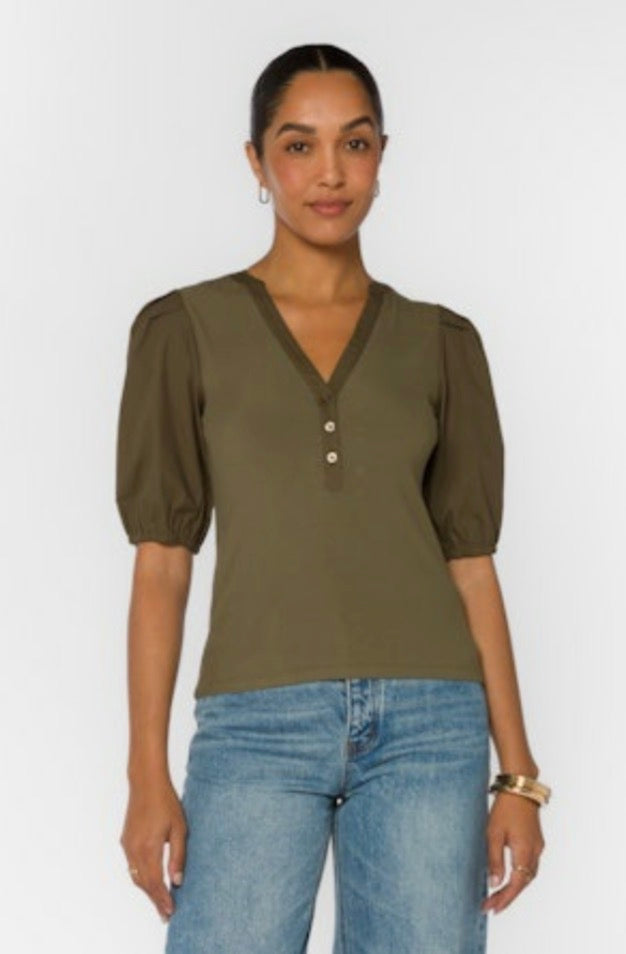 Kansas Olive Ribbed Combo Tee