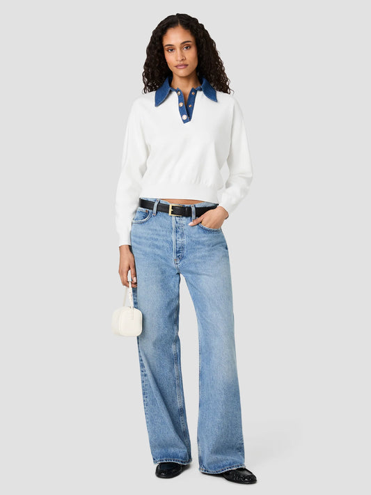 Maxime Denim Collared Long Sleeve Sweater