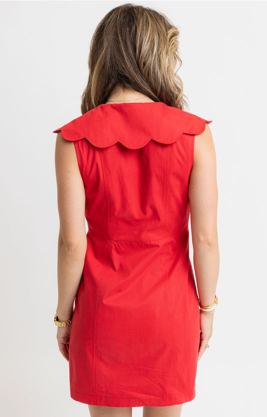 Red Scallop Mini Dress