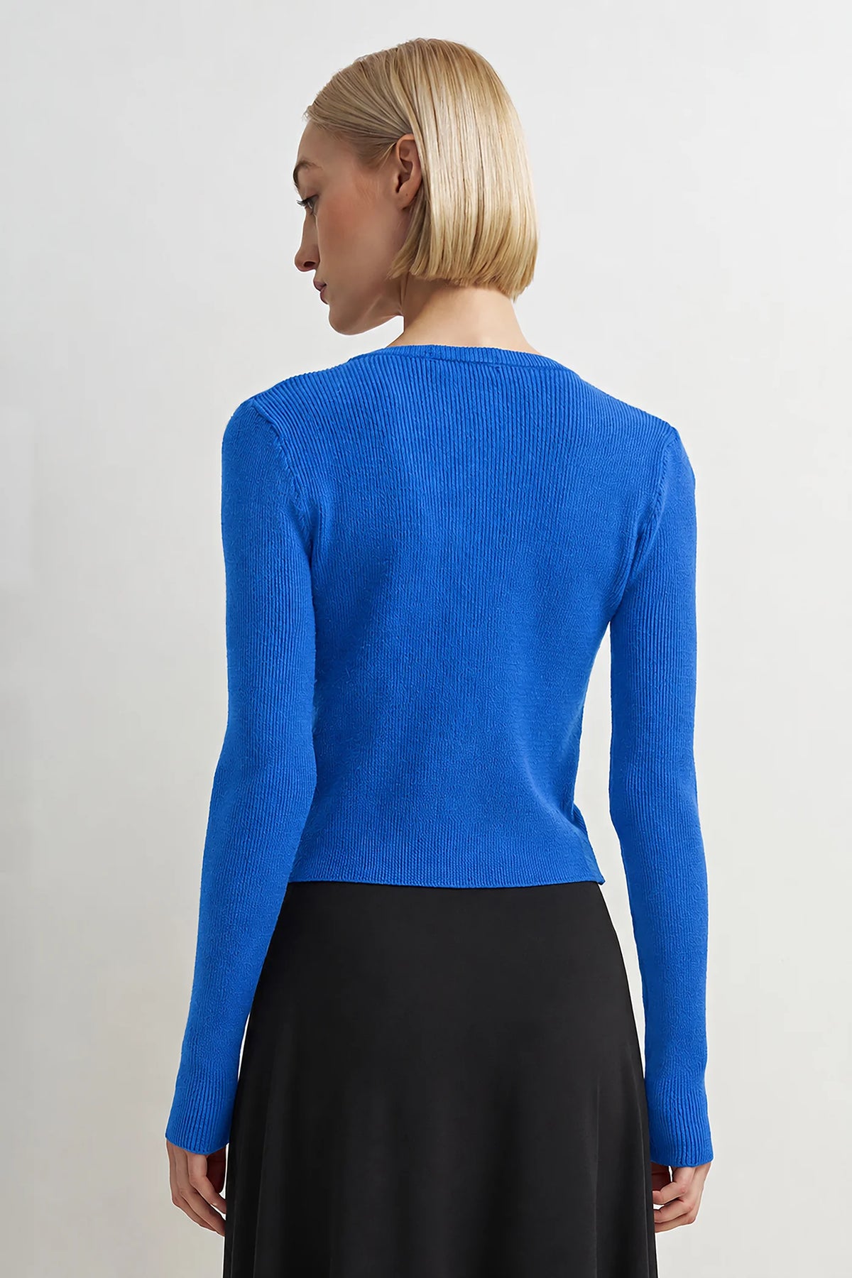 Cobalt Skinny Ribbed Cardiigan