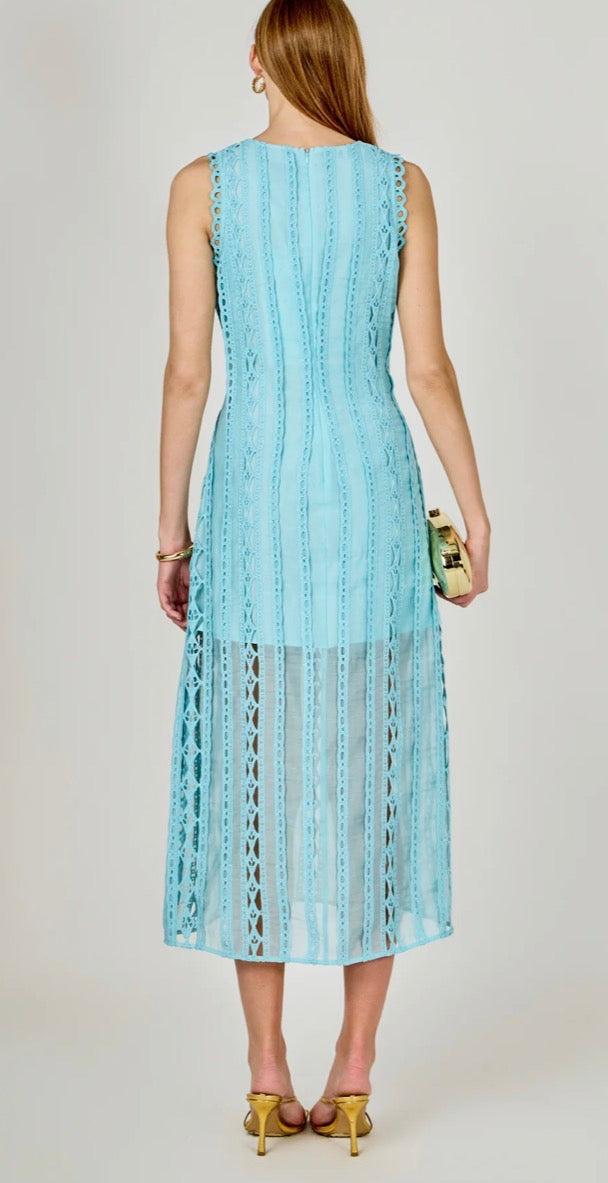 Sky Blue Lace Midi Dress