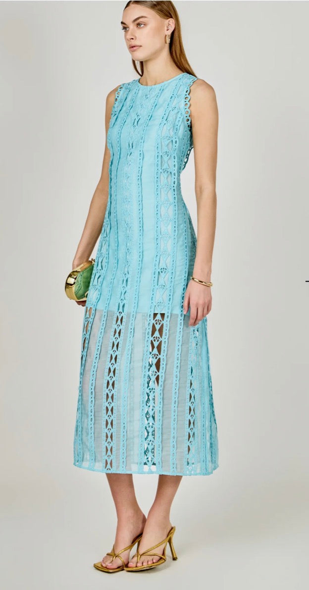 Blue lace midi dress 