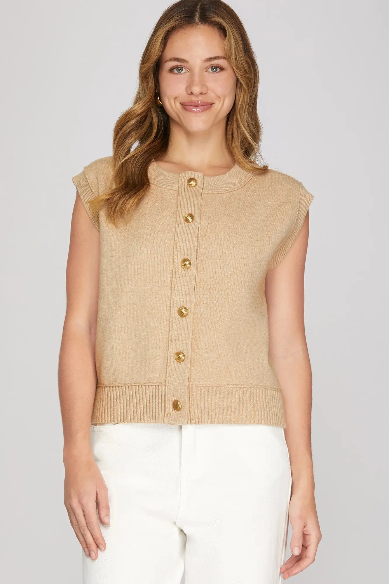 Gold button sweaters 
