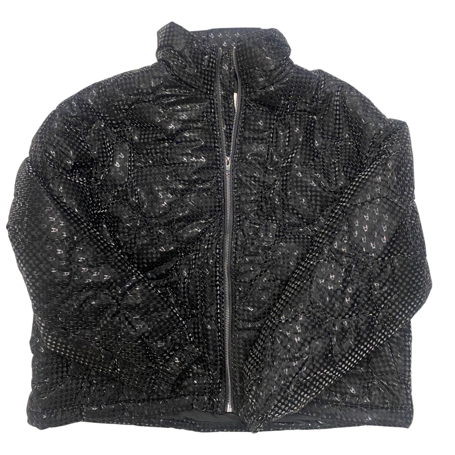 Black Houndstooth Puffer Jacket