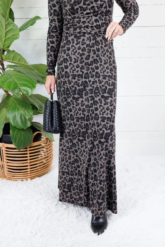 Leopard Stretchy Knit Skirt