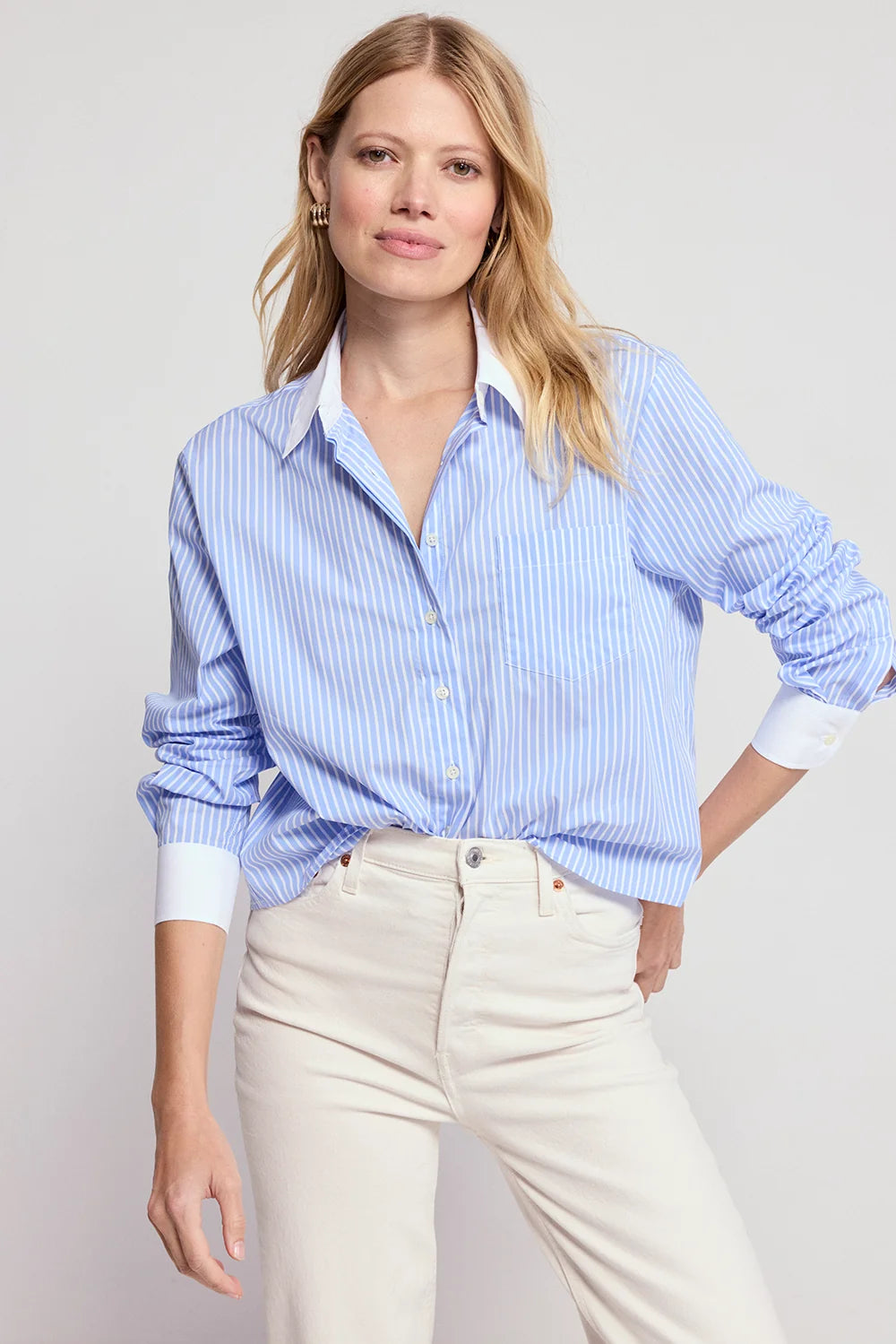 The LS Boxy Crop Blue Stripe