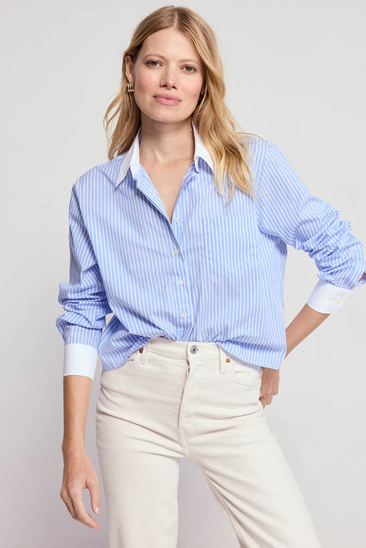 The LS Boxy Crop Blue Stripe