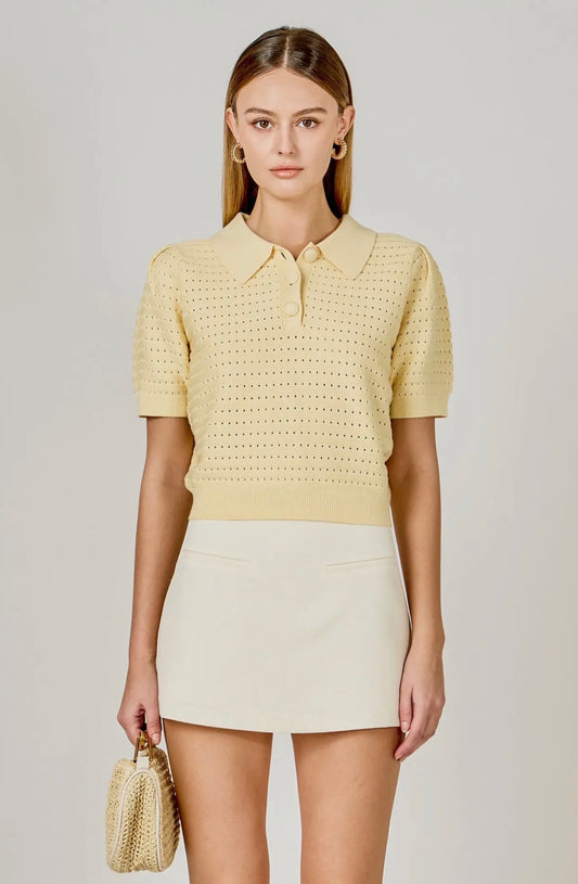 Butter Yellow Crochet Sweater